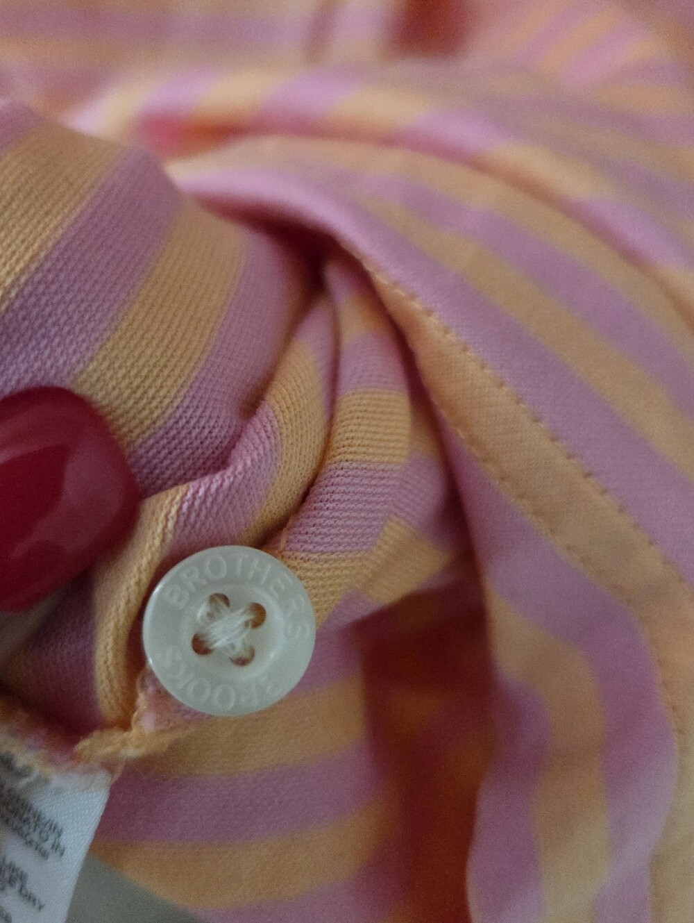 Brooks Brothers Men's Pink Orange Striped Golf Polo Preppy Shirt. Sz XL - Picture 8 of 10